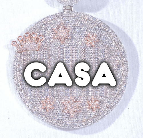 CUSTOM LETTER NECKLACE 3D BIG CROWN DISC