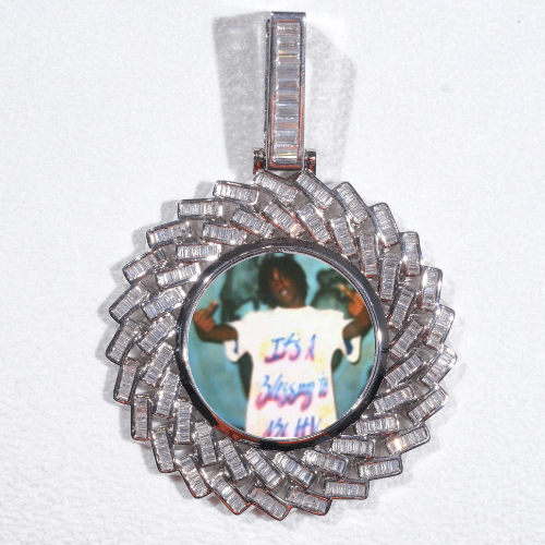 Large 3D Baguette Custom Picture Pendant