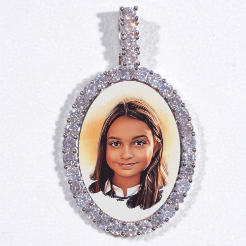 Large 3D Oval Custom Picture Pendant
