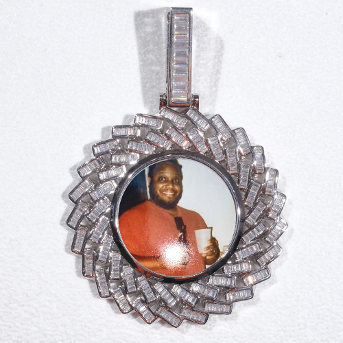 Large 3D Baguette Custom Picture Pendant