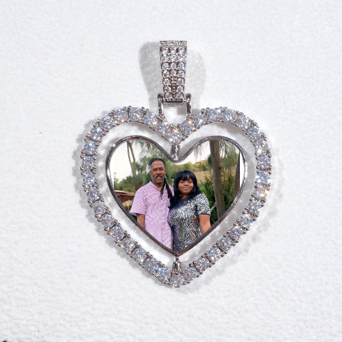 3D Spinning 2-Faced Heart Custom Picture Pendant