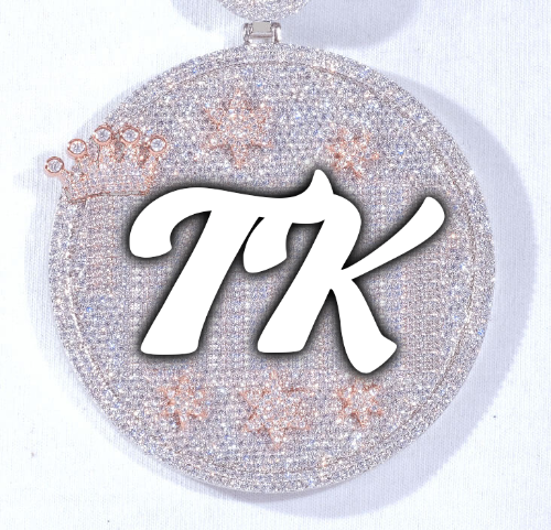 CUSTOM LETTER NECKLACE 3D BIG CROWN DISC