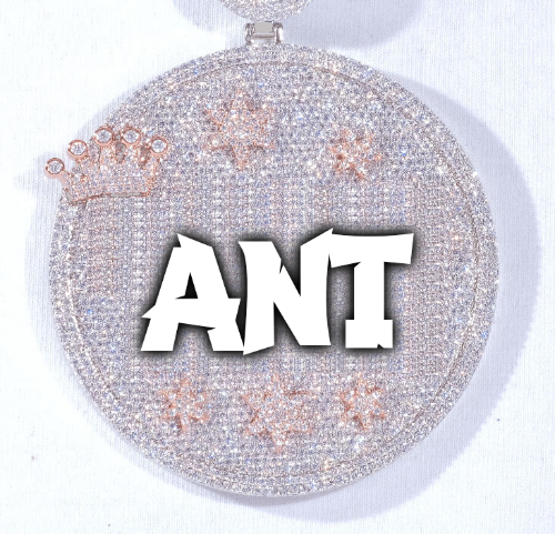 CUSTOM LETTER NECKLACE 3D BIG CROWN DISC