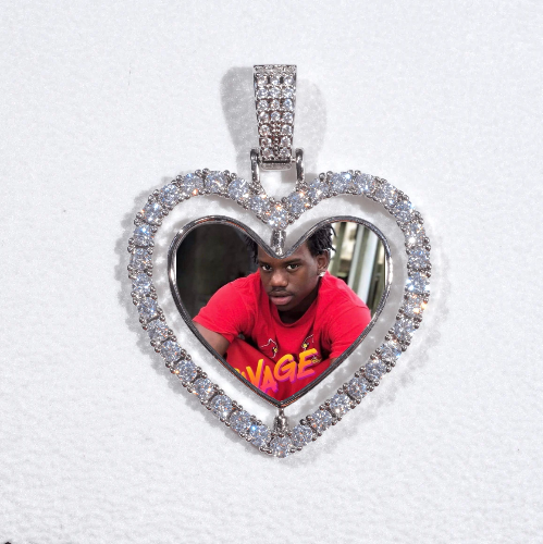 3D Spinning 2-Faced Heart Custom Picture Pendant