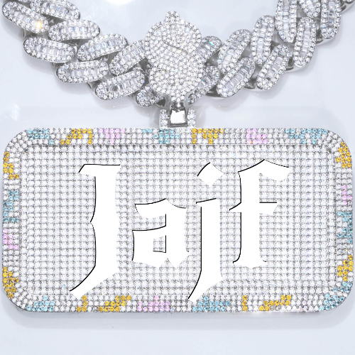 CUSTOM LETTER NECKLACE 3D COLORFUL SQUARE