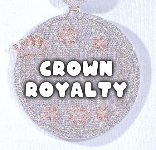 CUSTOM LETTER NECKLACE 3D BIG CROWN DISC