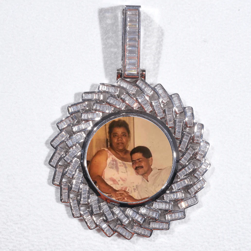 Large 3D Baguette Custom Picture Pendant