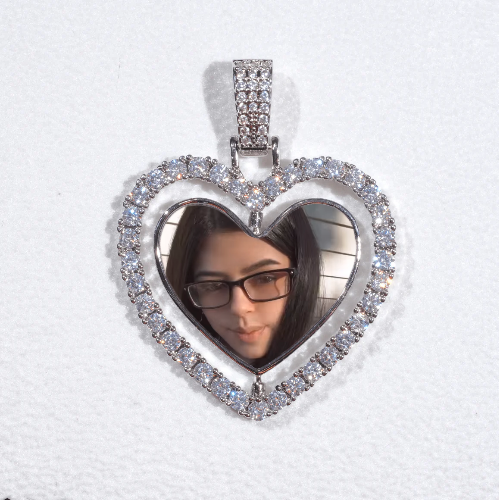 3D Spinning 2-Faced Heart Custom Picture Pendant