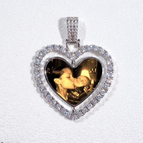 3D Spinning 2-Faced Heart Custom Picture Pendant