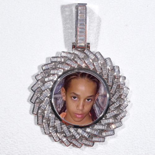 Large 3D Baguette Custom Picture Pendant