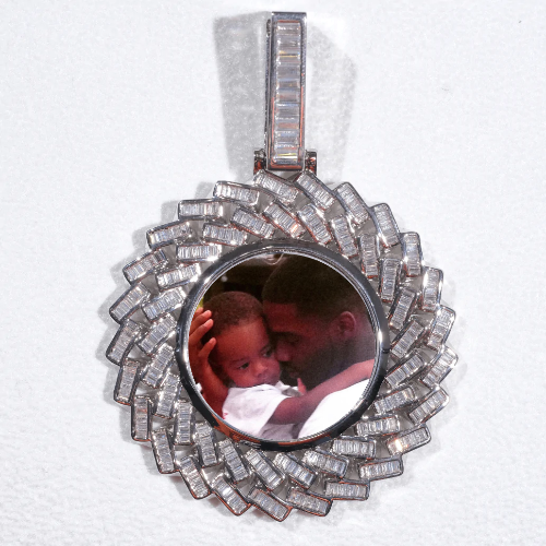 Large 3D Baguette Custom Picture Pendant