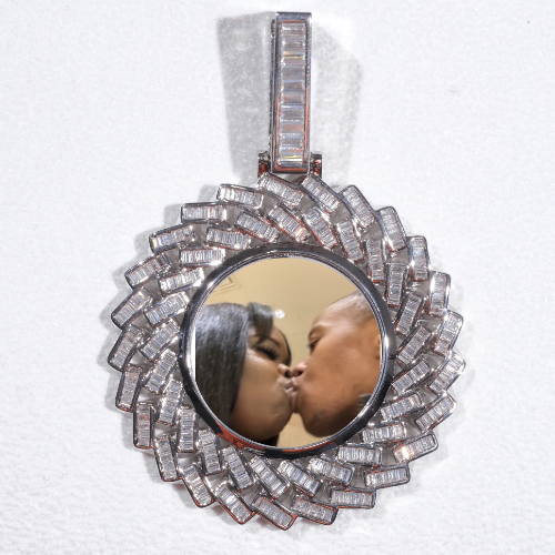 Large 3D Baguette Custom Picture Pendant
