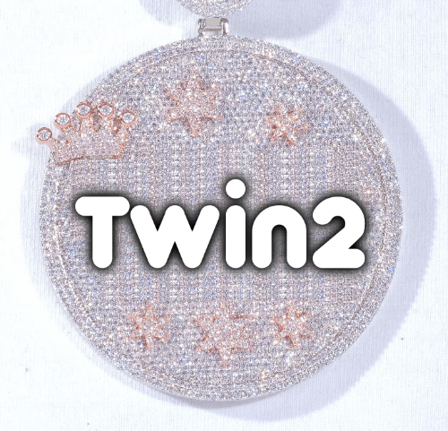 CUSTOM LETTER NECKLACE 3D BIG CROWN DISC