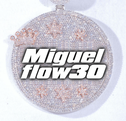 CUSTOM LETTER NECKLACE 3D BIG CROWN DISC