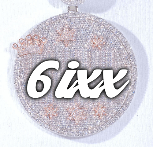 CUSTOM LETTER NECKLACE 3D BIG CROWN DISC