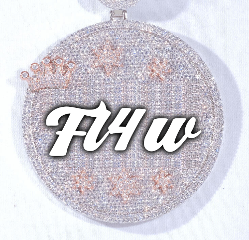 CUSTOM LETTER NECKLACE 3D BIG CROWN DISC
