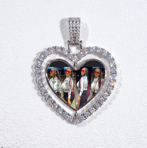 3D Spinning 2-Faced Heart Custom Picture Pendant