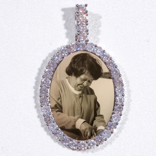Large 3D Oval Custom Picture Pendant