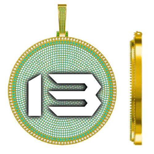 CUSTOM LETTER NECKLACE 3D BIG DISC