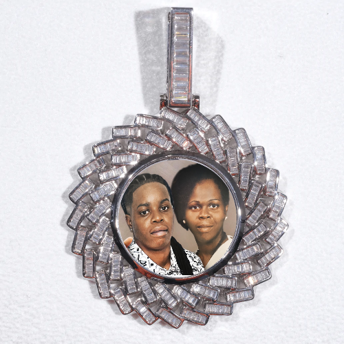 Large 3D Baguette Custom Picture Pendant