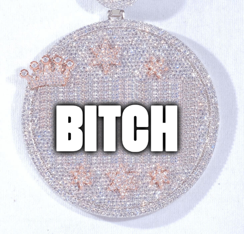 CUSTOM LETTER NECKLACE 3D BIG CROWN DISC