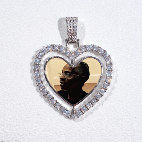 3D Spinning 2-Faced Heart Custom Picture Pendant