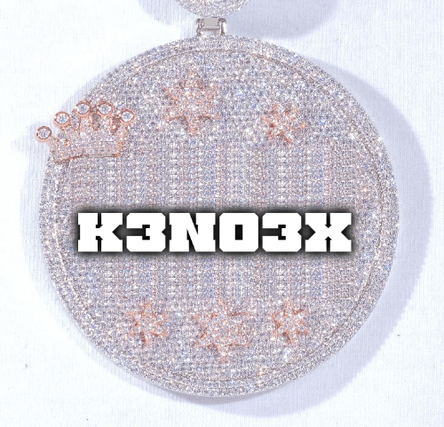 CUSTOM LETTER NECKLACE 3D BIG CROWN DISC