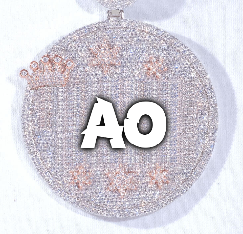 CUSTOM LETTER NECKLACE 3D BIG CROWN DISC