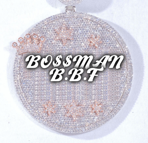 CUSTOM LETTER NECKLACE 3D BIG CROWN DISC