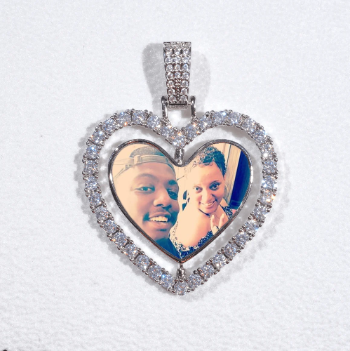 3D Spinning 2-Faced Heart Custom Picture Pendant