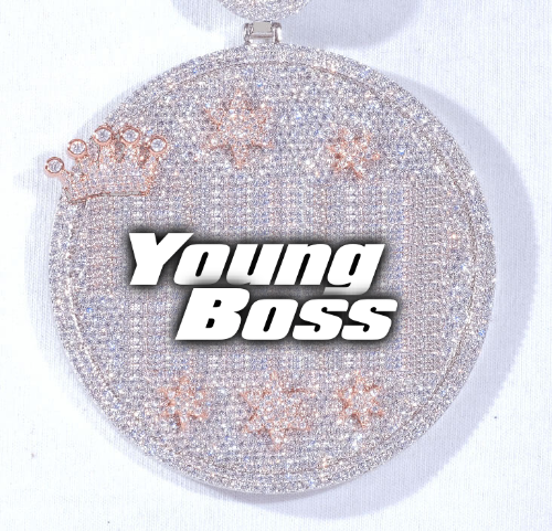 CUSTOM LETTER NECKLACE 3D BIG CROWN DISC