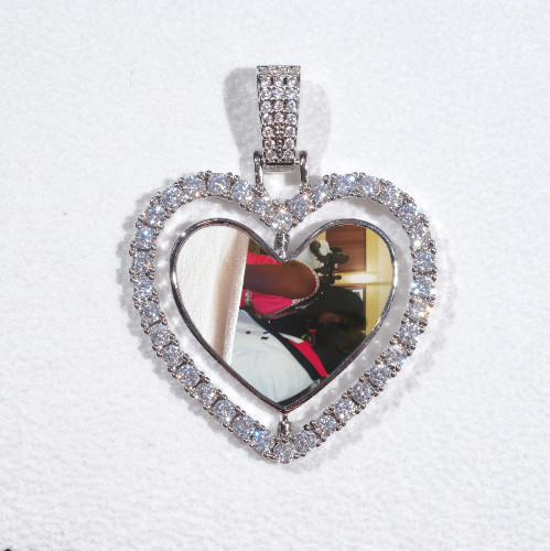 3D Spinning 2-Faced Heart Custom Picture Pendant