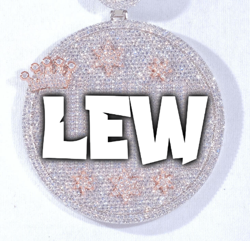 CUSTOM LETTER NECKLACE 3D BIG CROWN DISC