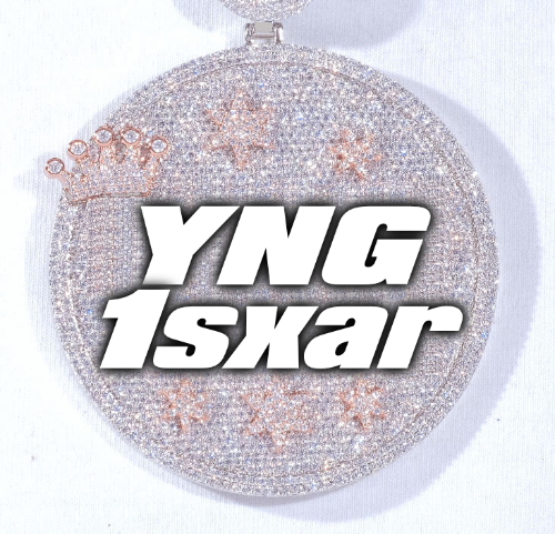 CUSTOM LETTER NECKLACE 3D BIG CROWN DISC