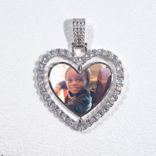 3D Spinning 2-Faced Heart Custom Picture Pendant
