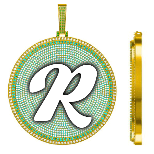 CUSTOM LETTER NECKLACE 3D BIG DISC