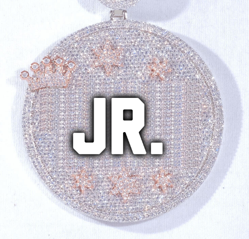 CUSTOM LETTER NECKLACE 3D BIG CROWN DISC