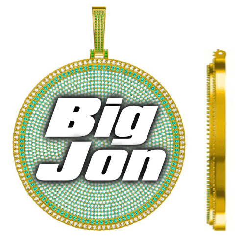 CUSTOM LETTER NECKLACE 3D BIG DISC
