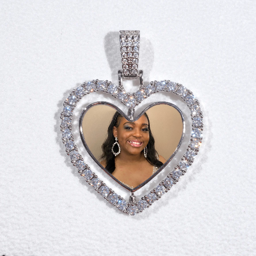 3D Spinning 2-Faced Heart Custom Picture Pendant