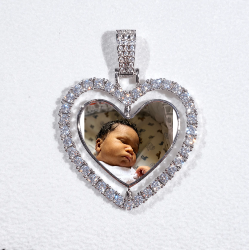 3D Spinning 2-Faced Heart Custom Picture Pendant