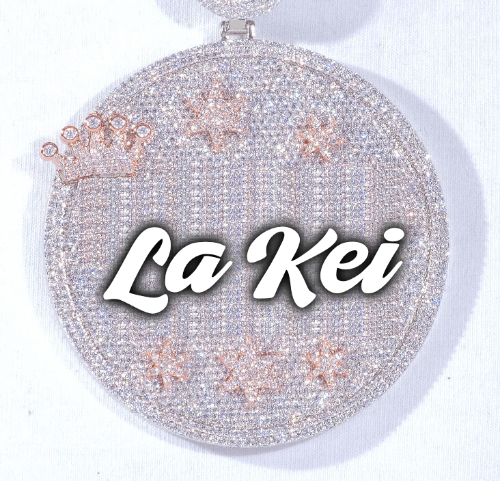 CUSTOM LETTER NECKLACE 3D BIG CROWN DISC