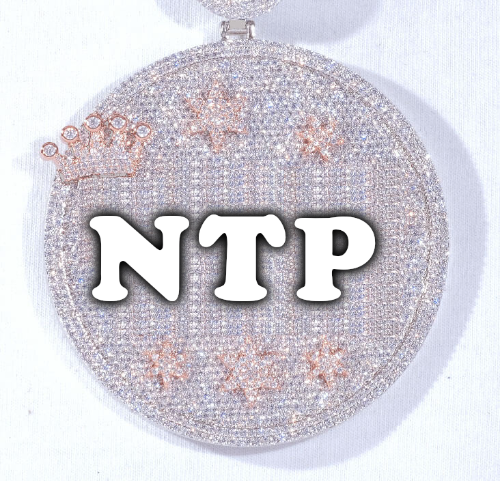 CUSTOM LETTER NECKLACE 3D BIG CROWN DISC
