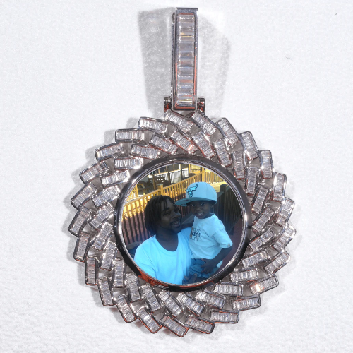 Large 3D Baguette Custom Picture Pendant