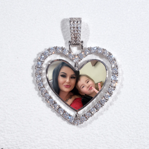 3D Spinning 2-Faced Heart Custom Picture Pendant