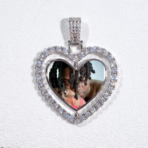 3D Spinning 2-Faced Heart Custom Picture Pendant