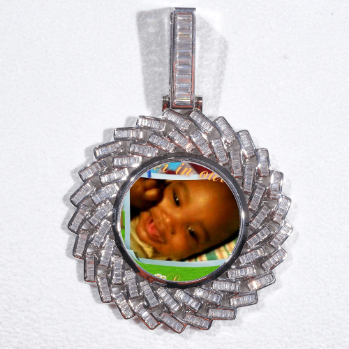 Large 3D Baguette Custom Picture Pendant