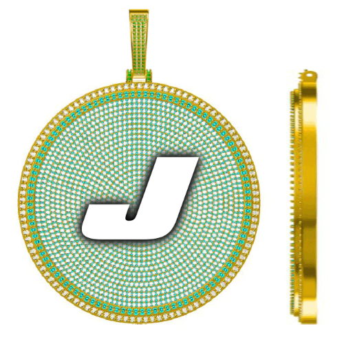 CUSTOM LETTER NECKLACE 3D BIG DISC