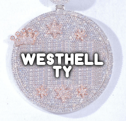 CUSTOM LETTER NECKLACE 3D BIG CROWN DISC