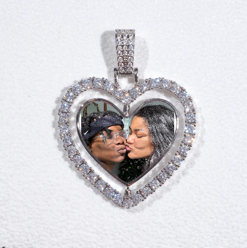 3D Spinning 2-Faced Heart Custom Picture Pendant