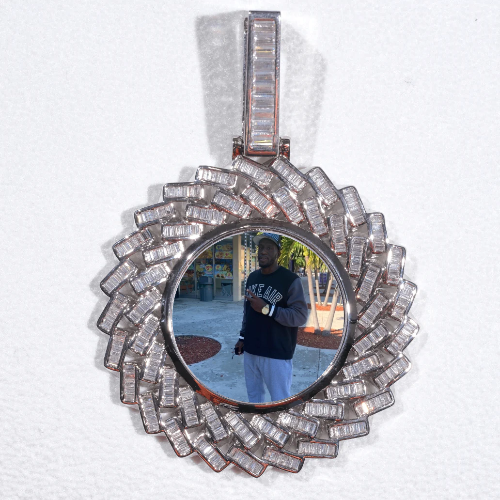 Large 3D Baguette Custom Picture Pendant